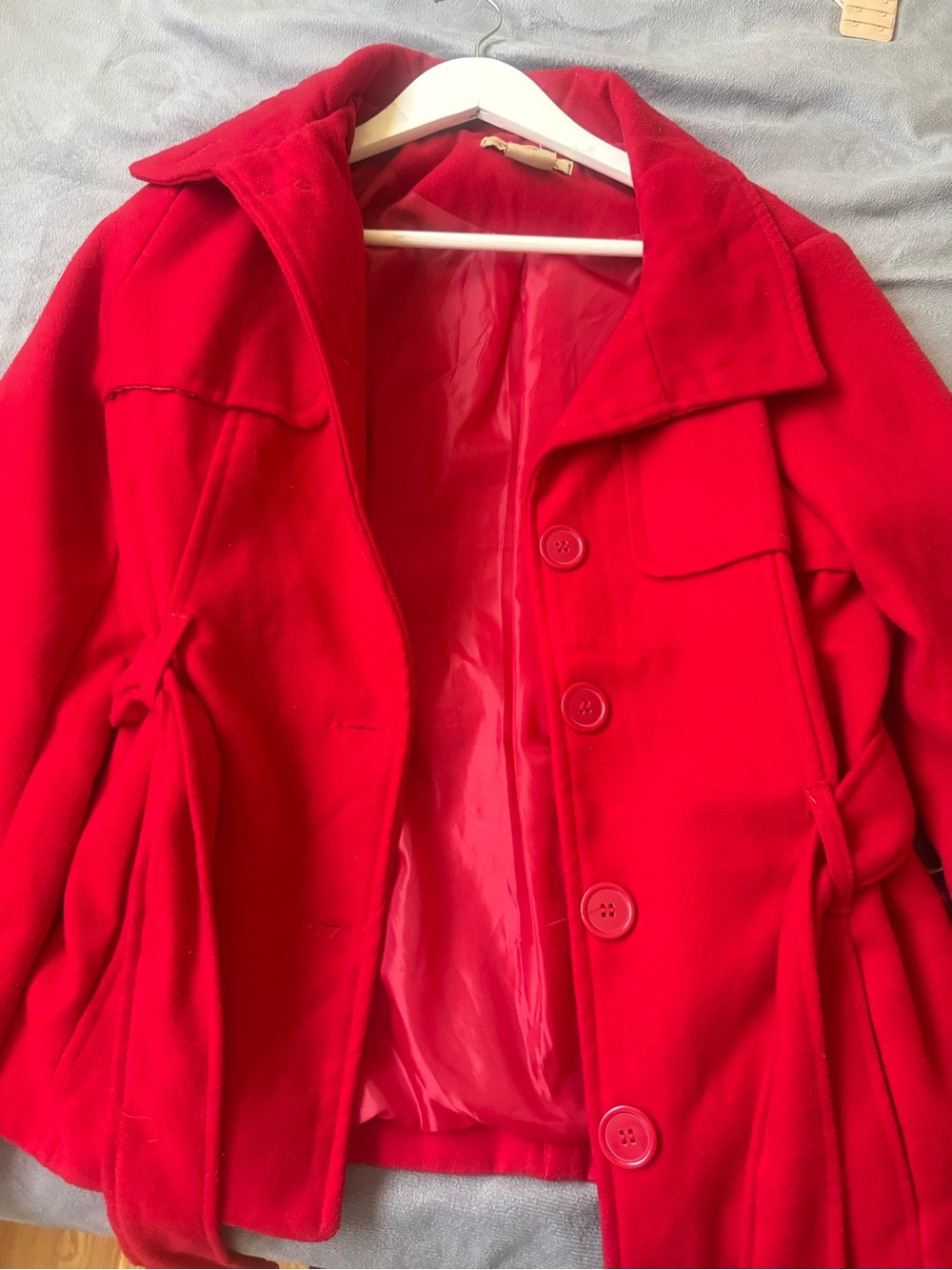 Paris Blues Vibrant Red Pea Coat